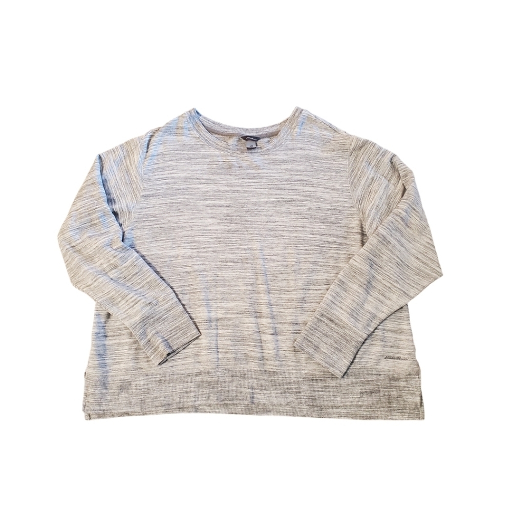Eddie Bauer Women's Heather Gray Pullover Comfy Knit‎ Sweatshirt 2XL